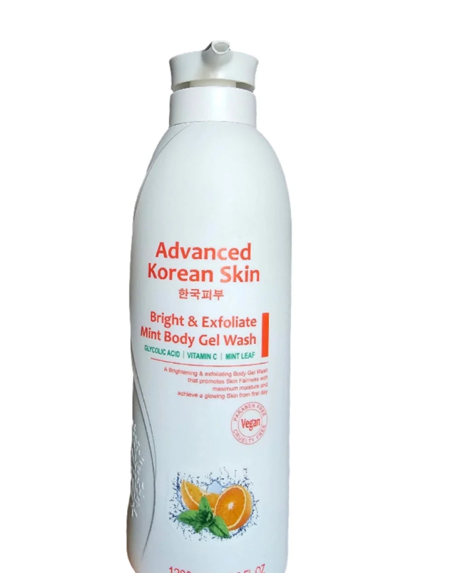 ADVANCED KOREAN SKIN - BRIGHT AND EXFOLIATE MINT BODY GEL WASH