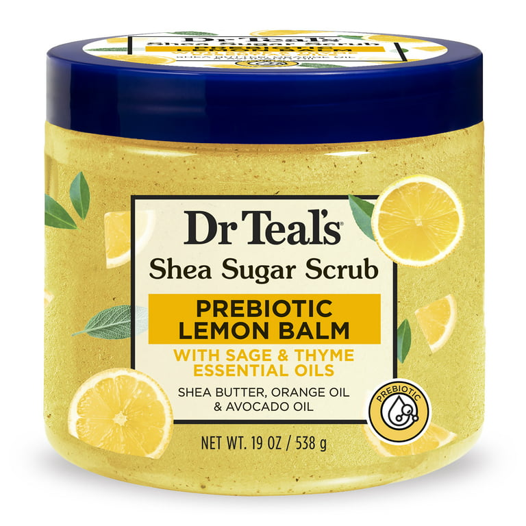 Dr Teal’S Shea Sugar Body Scrub With Prebiotic Lemon Balm And Essential Oils, 19 Oz